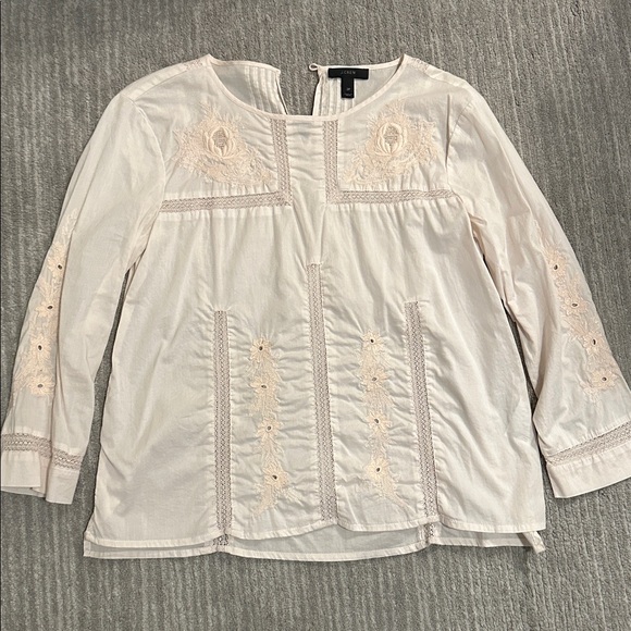J.Crew Embroidered Cotton Blouse – Size 2 - Picture 1 of 16